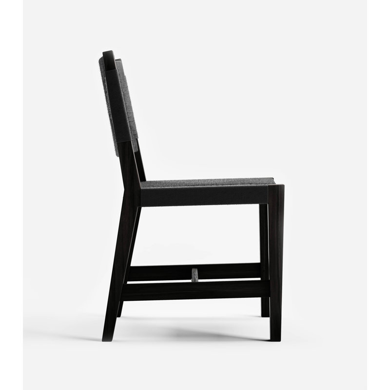 Monimbo Dining Chair | Vaqueano Pattern, Charcoal/Black Cross Braided Cord, Black