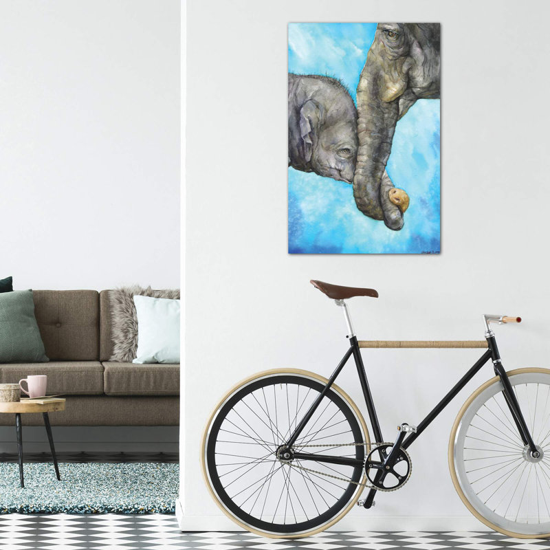 Éléphants - Pure Family, art sur toile, H 26 po x l 18 po x 1,5 po, Toile tendue