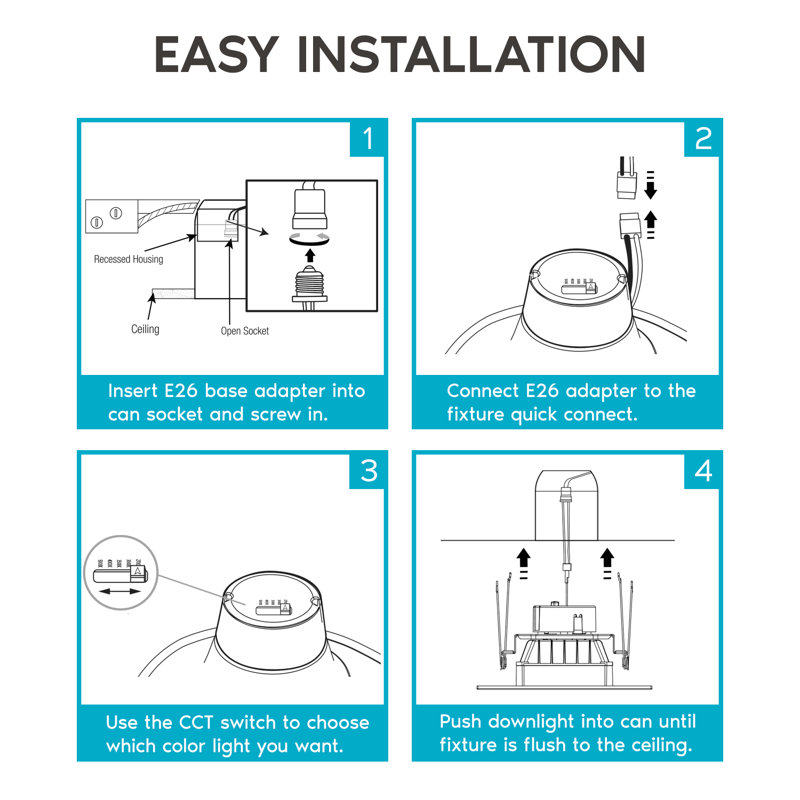 5"/6" Selectable CCT LED Retrofit Recessed Can Light