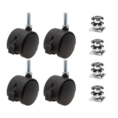 1in. Square Metal Double Star Caster Inserts With Brakes