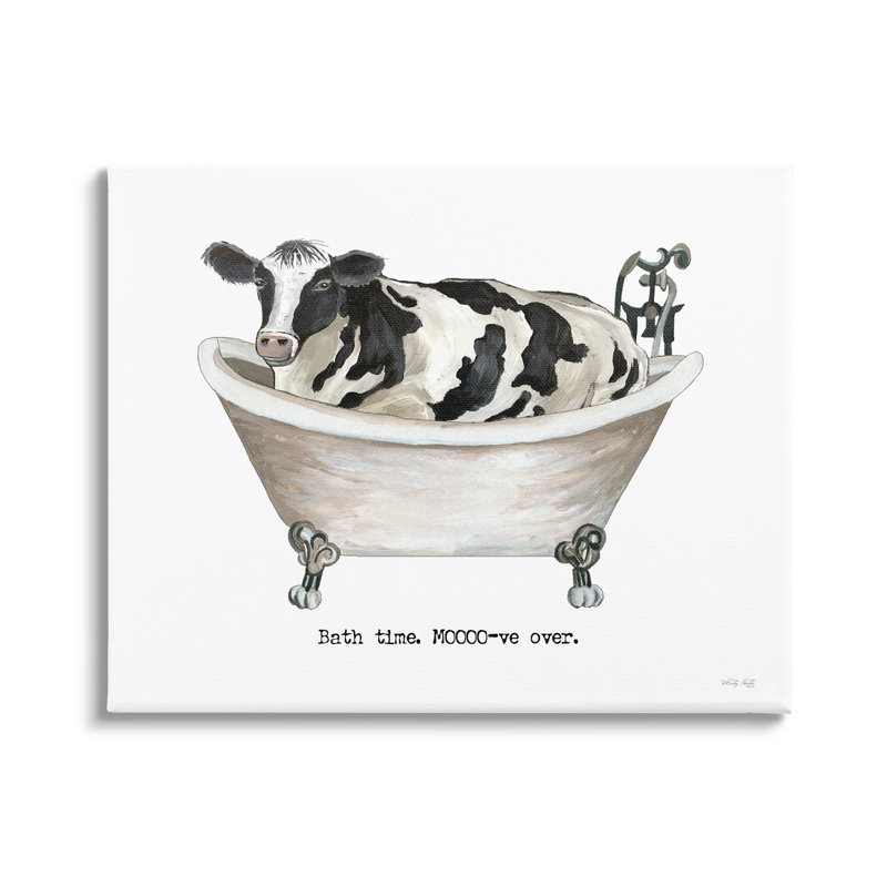 Moo-Ve Over Bath Time Cow Rustic Farmhouse Bathroom Canvas