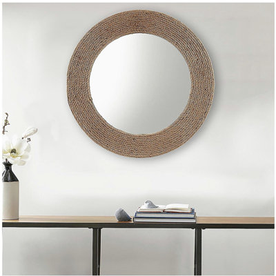 Natural Jute Rope Round Wall Mirror 26"