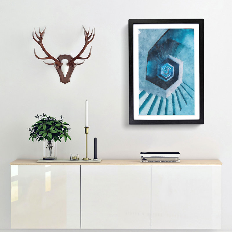 Endless Staircase - Single Picture Frame Painting on MDF, 33cm H x 24cm W x 2cm D, Black Framed