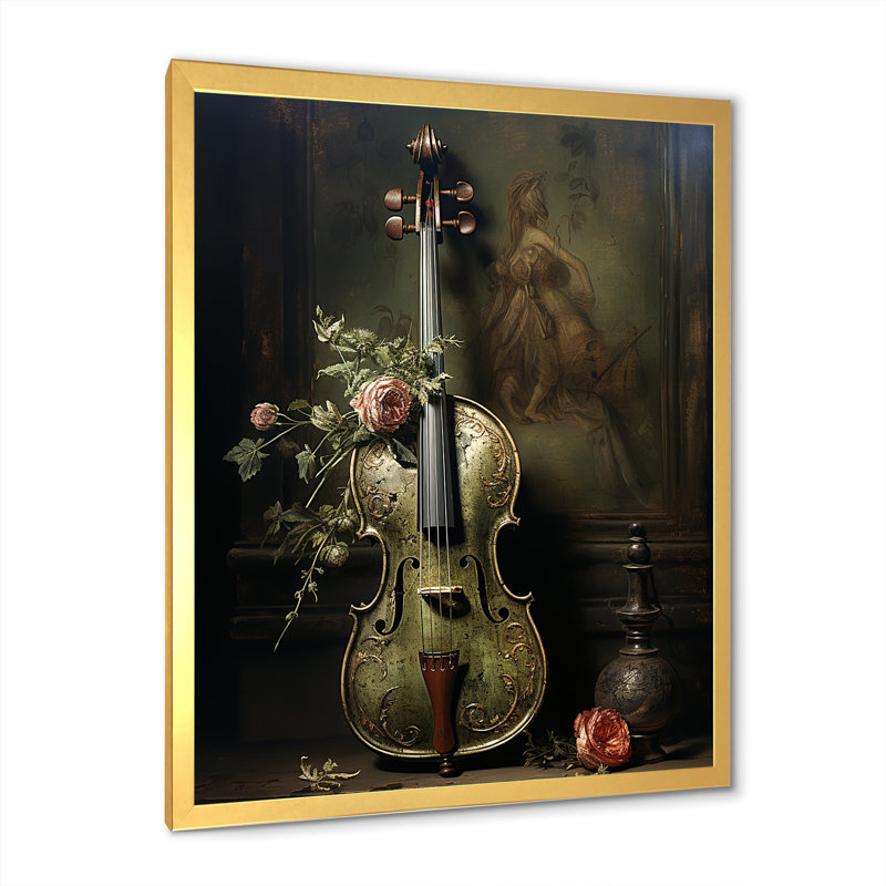 Renaissance Music Violin Melody - musique, art mural, Cadre doré simple, H 32 po x l 24 po x P 1 po