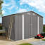 Remise de rangement extérieure avec fondation en métal et portes verrouillables, remise de jardin durable pour la cour, le patio et la pelouse-118102792-118102801