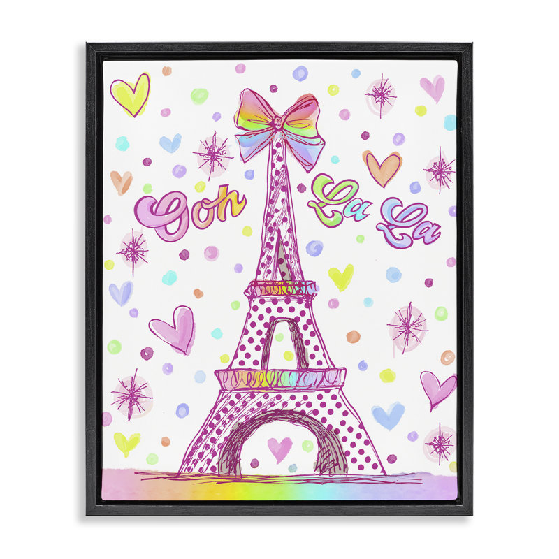 Cadre flottant Tour Eiffel Bright Bright, design par Jess Stempel, H 31 po x l 25 po, Cadre flottant noir de jais