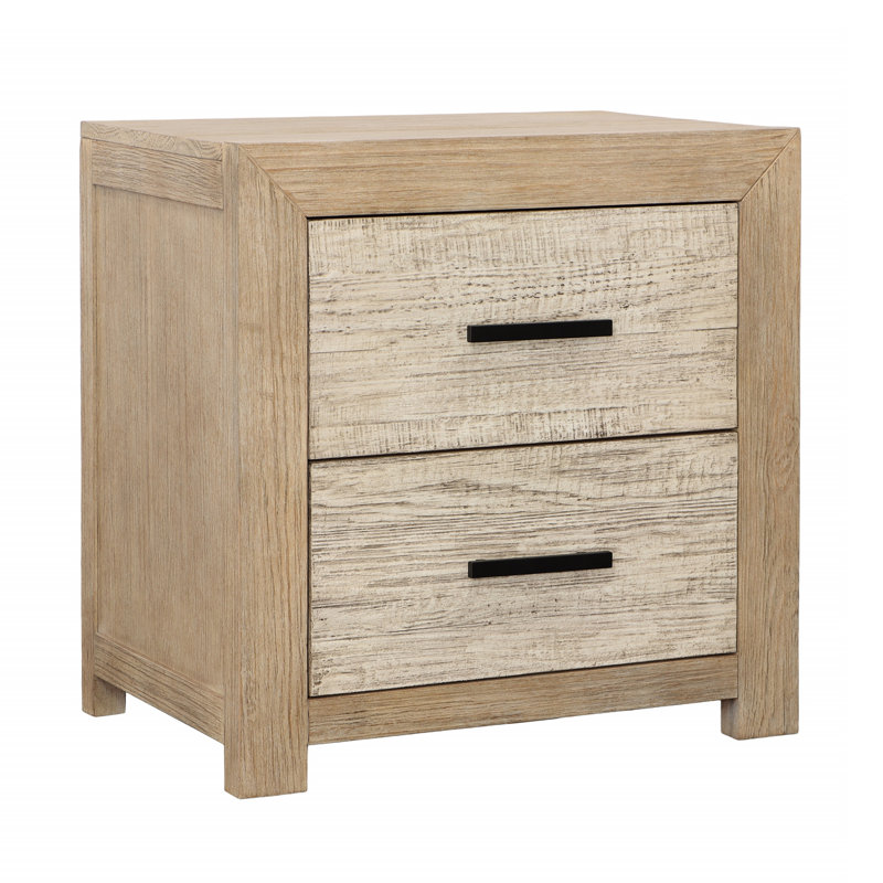 Roux 2-Drawer Pine Wood Nightstand