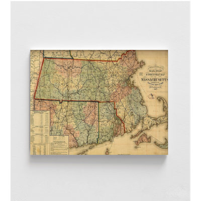 Chemin de fer et carte de banlieue noire du Massachusetts 1879, impression de carte du Massachusetts, carte de l'État du Massachusetts, décor de salle de bain rustique, art d'entrée de bureau mural