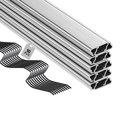 Serre à ressorts et canal de serrure, 6,56 pi de fil ondulé recouvert de PVC et ensemble de canaux en alliage d'aluminium avec vis incluses, 0,05 po d'épaisseur, film poly et accessoires de toile d'ombrage