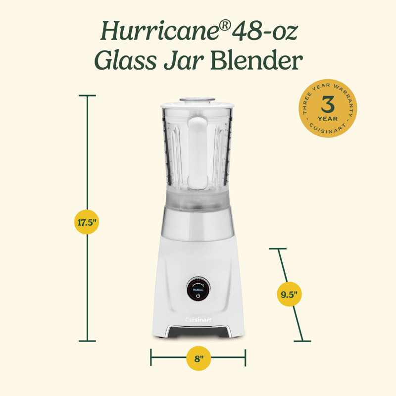Hurricane 48 oz glass jar blender