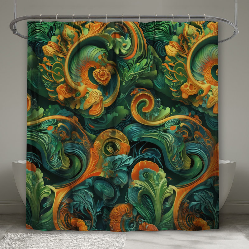 Rideaux de douche à motif floral, 70in W x 93in H