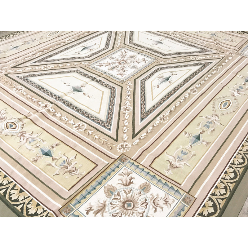 Hand-Knotted High-Quality Beige and Beige Area Rug