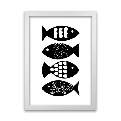 Black And White Scandi Fish - Print
