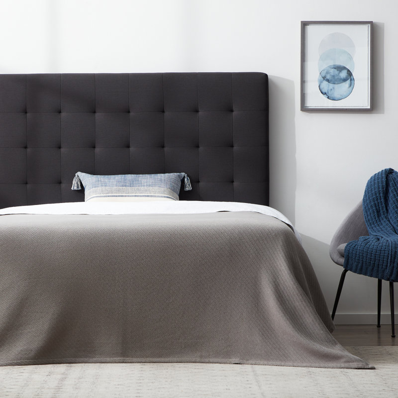 Generic Rectangle Square Tufted Headboard, Queen, Charcoal, Charcoal