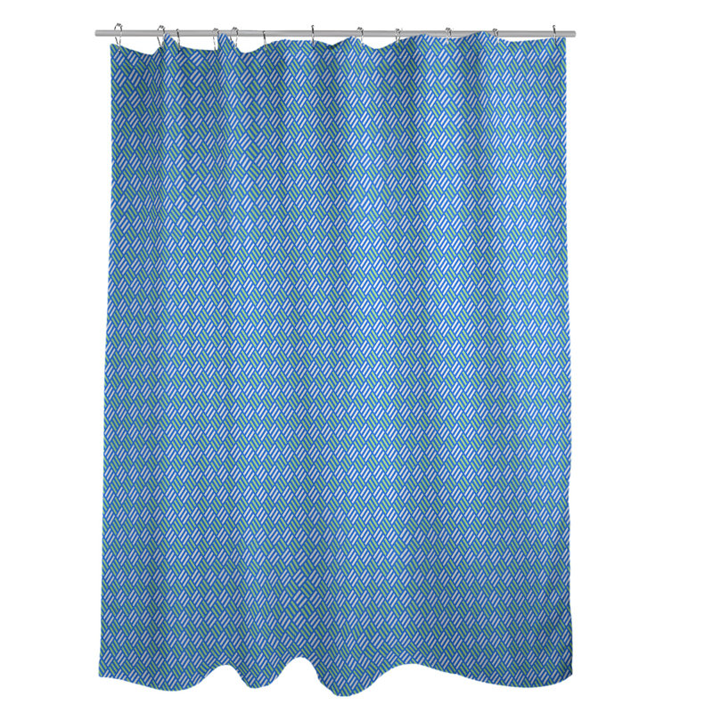 Rideau de douche simple à motif de losanges classiques, Bleu / Vert