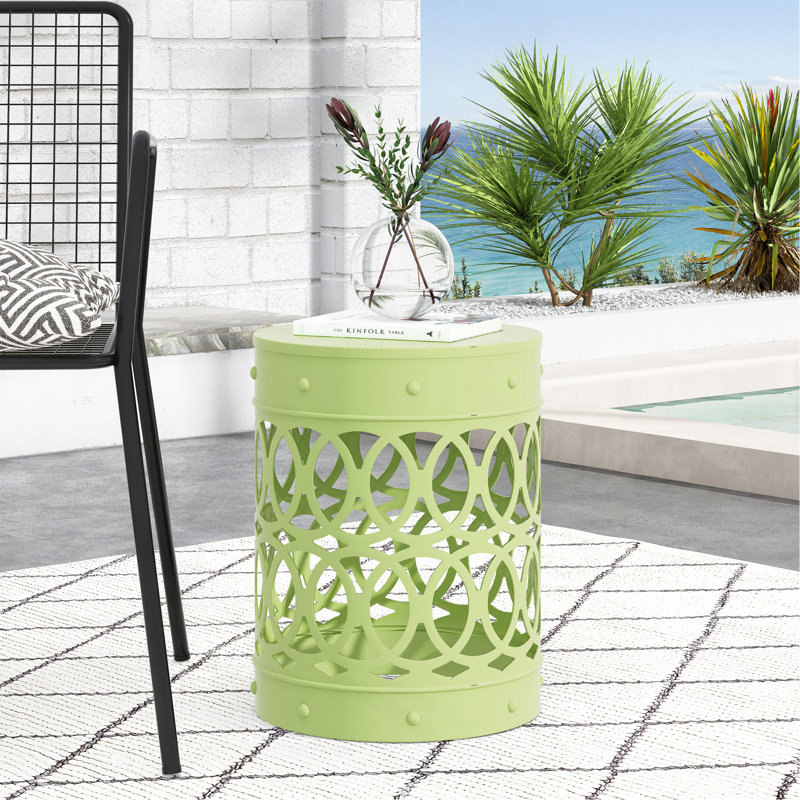 Grande table de bout d'extérieur en métal, Vert