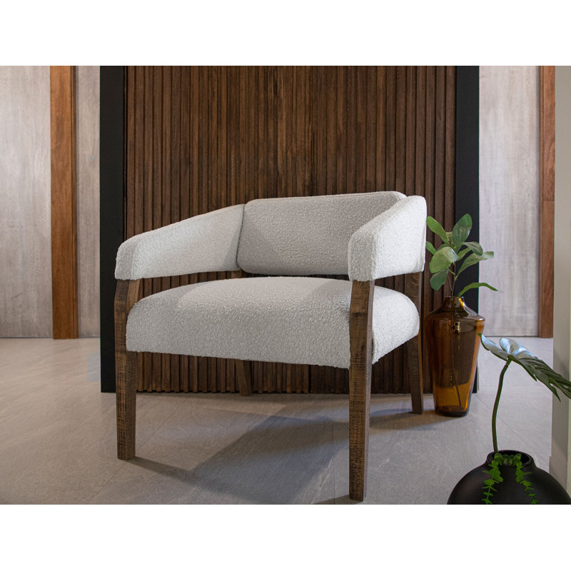 Structure en bois Murcia, tissu de fauteuil, Polyester brun pâle