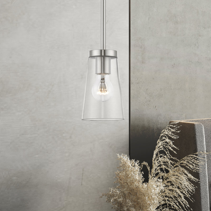 Luminaire suspendu conique 1 lumière, Nickel brossé
