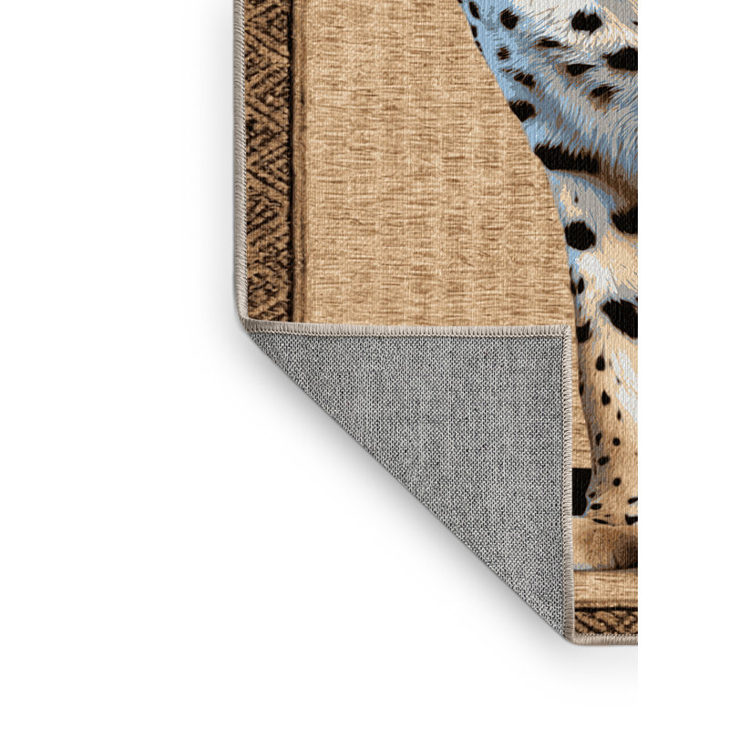 Washable Serval Wildlife Area Rug, Round 3'