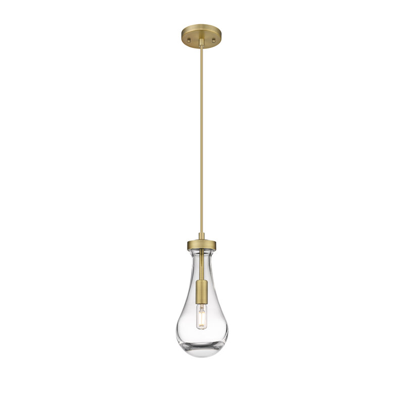 Luminaire suspendu à 1 lumière Owego, Laiton brossé, Clair, H 12,13 po x l 5,13 po x P 5,13 po