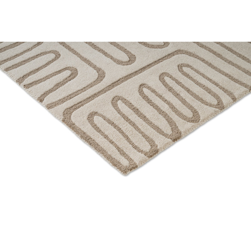 Hollow Handmade Wool Abstract Area Rug, Pebble, Rectangle 6'7 x 9'2