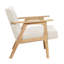 Chaise d'appoint contemporaine rembourrée en tissu beige, bois massif, finition naturelle et capacité de poids de 300 lb - structure d'assise moderne en bois d'une largeur de 21,5 po, hauteur des accoudoirs de 22,5 po