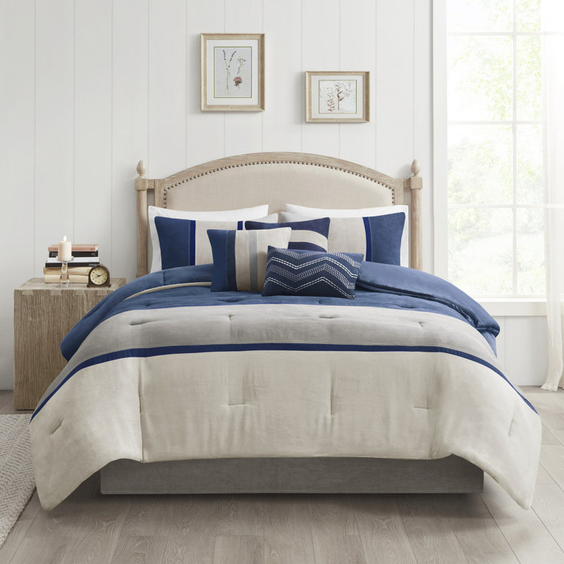 Édredon pour très grand lit - édredon bleu 7 pièces, Bleu