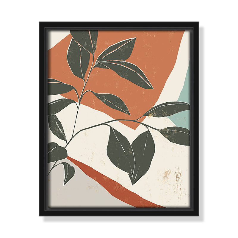 Cutout Leaves I - Toile à cadre flottant, H 11,50 po x l 9,50 po, Cadre noir