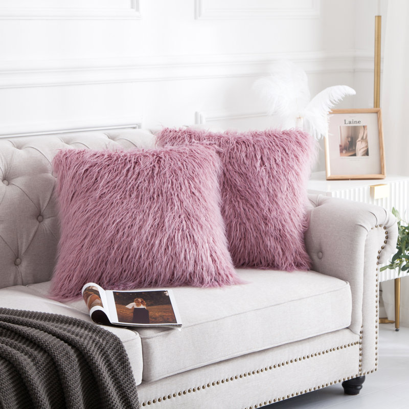Geometric Square Throw Pillow Cover, Lilas