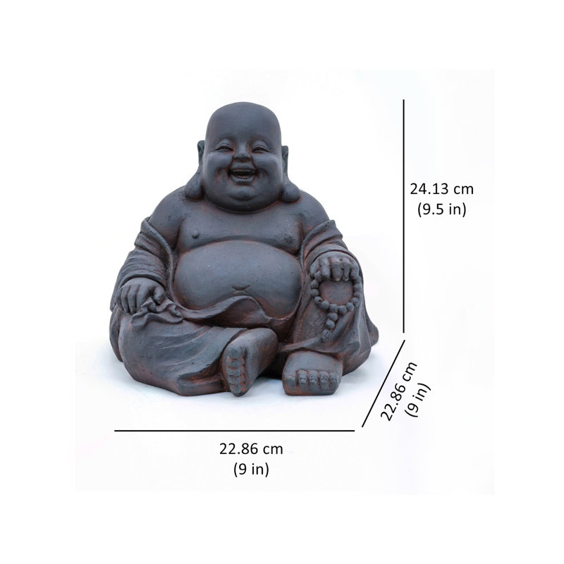 Statue bouddha assis, H 9,5 po x l 9 po x P 9 po