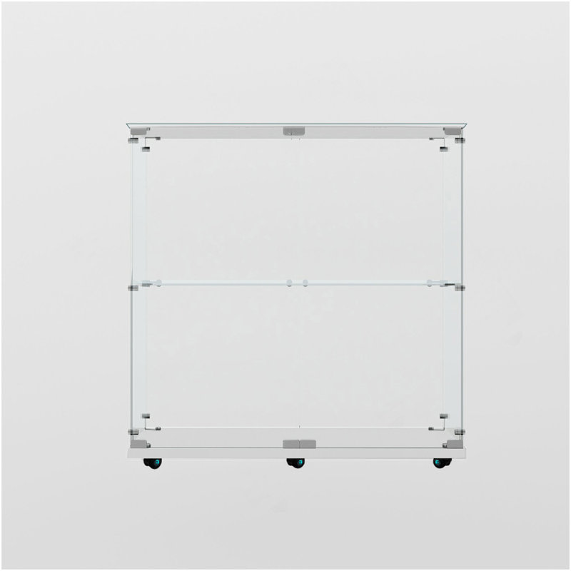 Vitrine en verre trempé, armoire à vin, armoire de rangement, classeur, avec bande lumineuse à DEL Bluetooth, roulettes pivotantes verrouillables, convient aux sols inégaux, peut être placé n'importe où, couleur: blanc