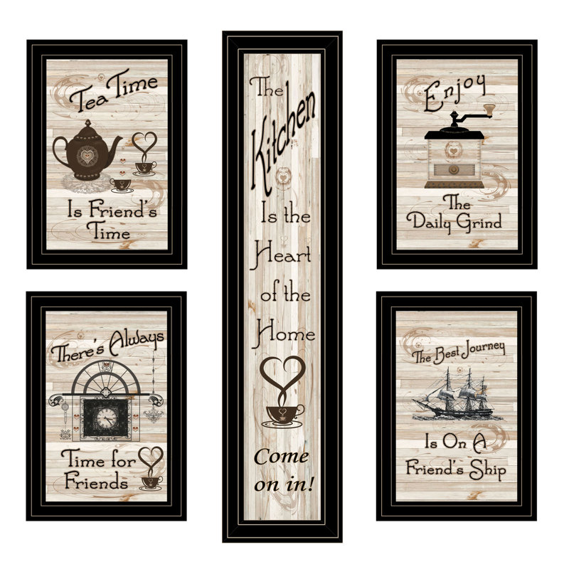 «Kitchen Friendship Collection», vignette 5 pièces par Trendy Decor 4U, cadre noir