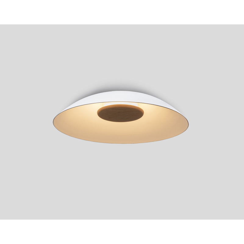 Volo 36" LED Flush Mount, White, White Washed Oak Disc, 2700K