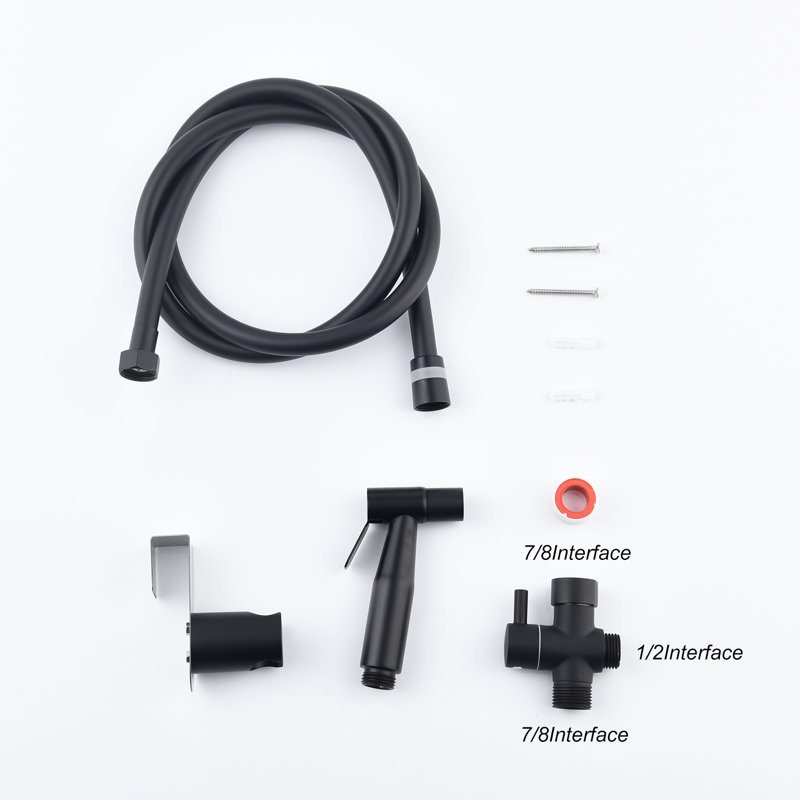 Elongated Hand Held Bidet with Faucet, Black