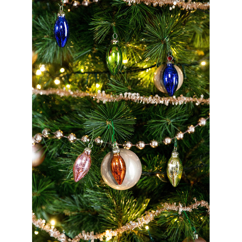 1.25'' Glass Finial Ornament, Red/Green/Blue/Orange/Purple