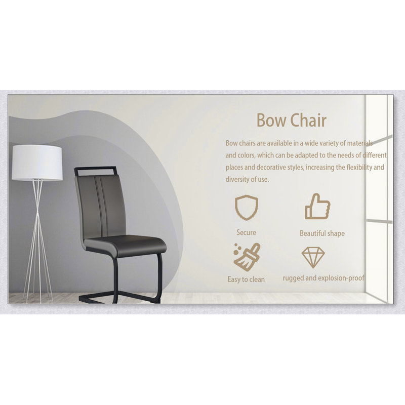 Chaises de salle à manger modernes, chaise d'appoint rembourrée en similicuir à haut dossier avec tube en C, 4, Gris, Noir