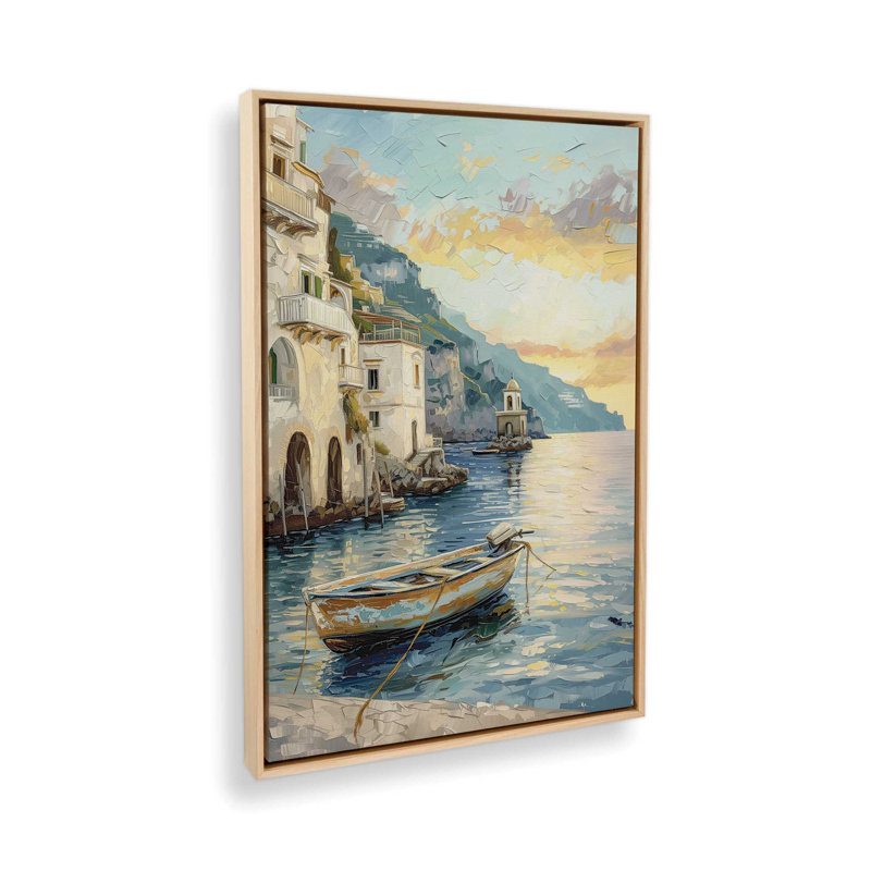 _Positano Azure Retreat, reproduction sur toile, Cadre américain en érable flottant, H 32 po x l 22 po x P 1,75 po