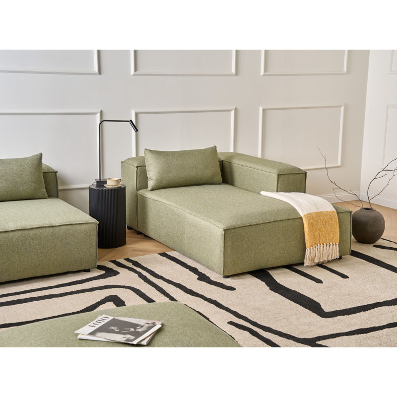 BRANDE Upholstered Chaise Lounge, Light Green, Left Hand Facing
