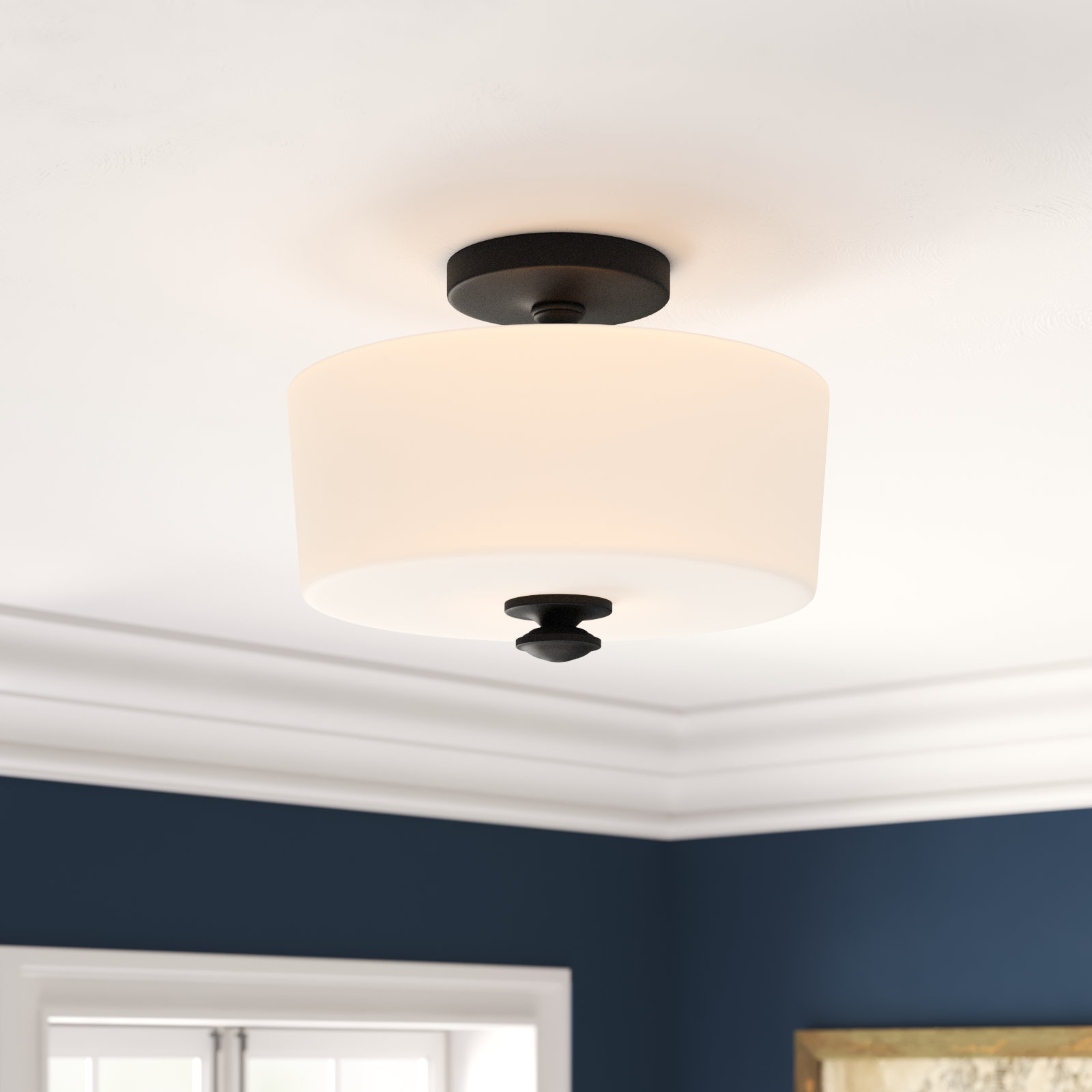 Nula 2-Light Semi Flush Mount, Black Forged