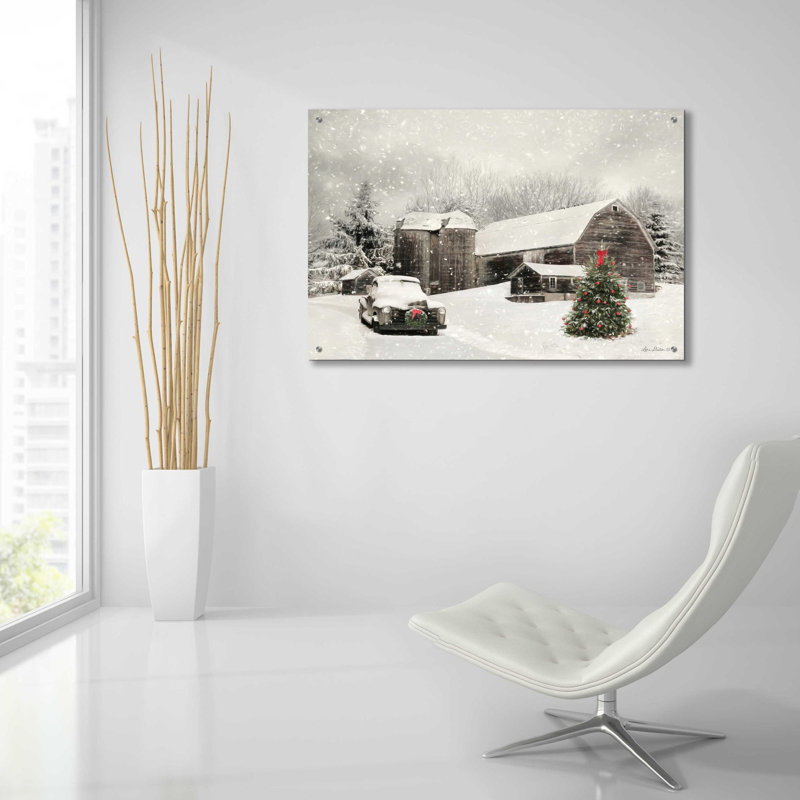 «Farmhouse Christmas» par Lori Deiter, art mural en verre acrylique, H 24 po x l 36 po x P 0,2 po