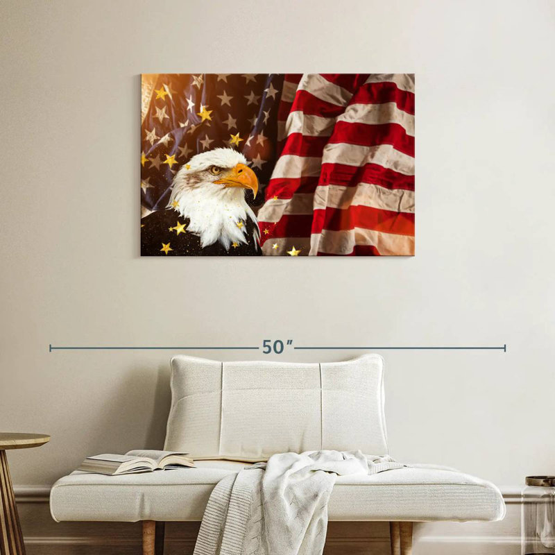 Brampt American Flag With Bald Eagle, 24'' H x 36'' W