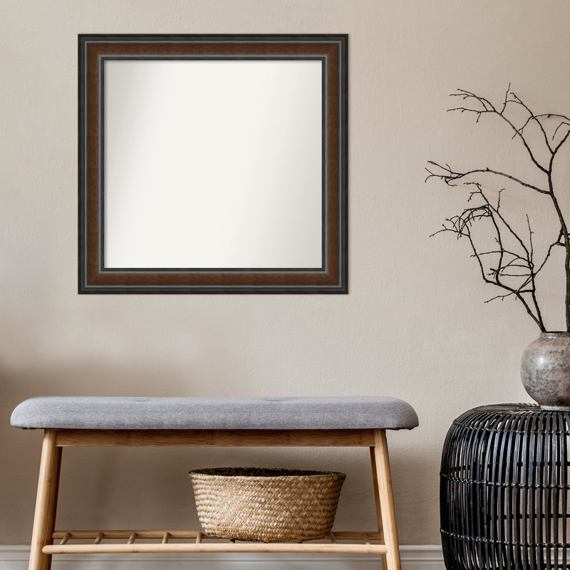 Halcott Solid Wood Rectangle Wall Mirror, 27" H x 26" W