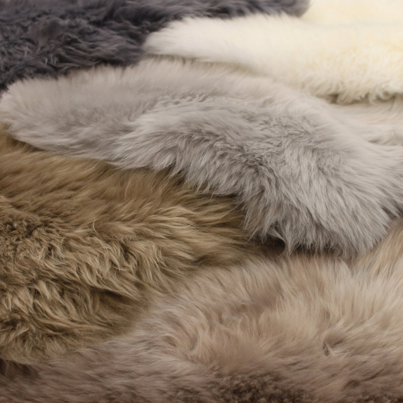 Brice Solid Colour Sheepskin Area Rug, Novelty 180 x 180cm