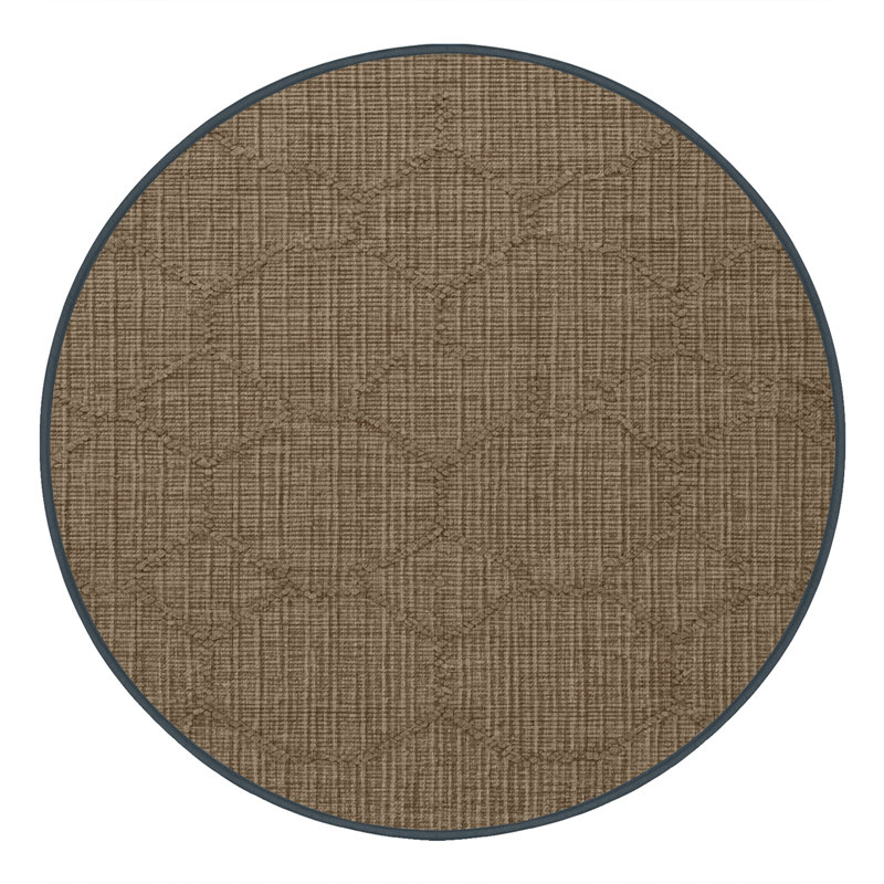 Machine Washable Trellis Brown Area Rug, Round 5'
