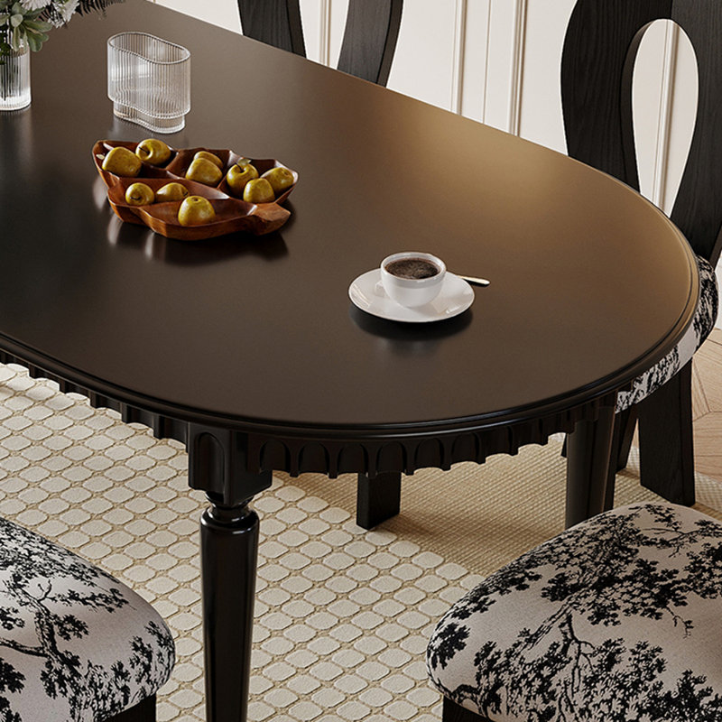 Ensemble de table de salle à manger en bois d'hévéa noir, H 29,53 po x L 55,12 po x l 31,5 po