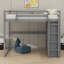 Lit mezzanine avec garde-robe et tablettes de rangement, lumière DEL