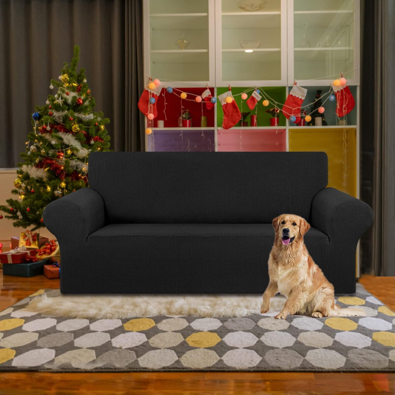 Housse extensible pour causeuse extensible, housses de canapé pour 2 canapés (55 po à 79 po) Canapé protecteur de meuble avec fond élastique pour enfant, chien. Jacquard à petits carreaux