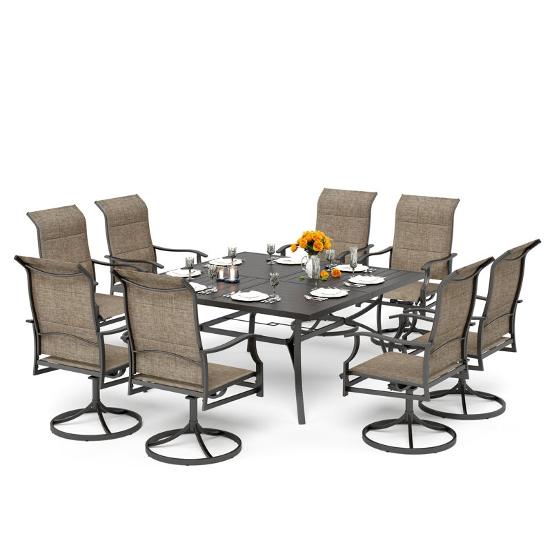 Table de salle à manger d'extérieur d'extérieur avec chaises en métal