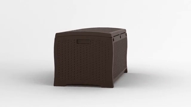 Mocha Brown Wicker-Style Resin 73 Gallon Lockable Deck Box