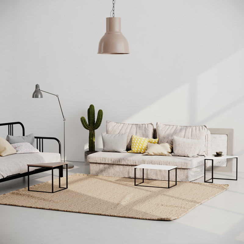 Edwinn Frame Coffee Table, White/Mocha